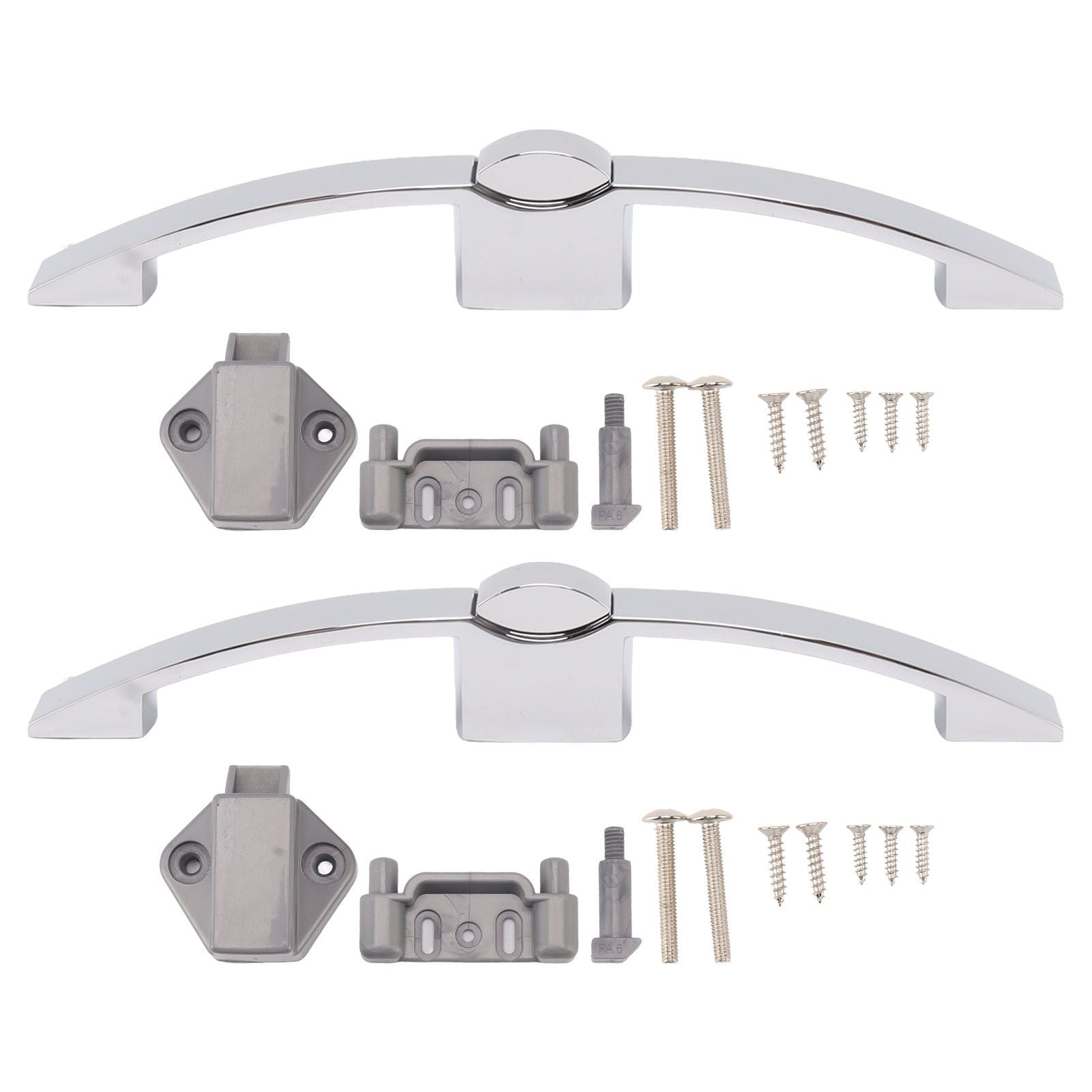 2 Set Push Button Latch Cabinet Lock Cupboard Knob Latch Lock With Handle For RV Motorhome Boat 160mm Hole Spacing (chrome)