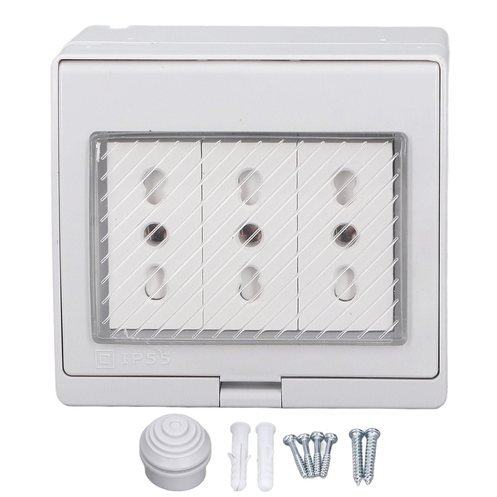 Waterproof Wall Socket IP55 Dustproof Flame Retardant Housing 3 Port Wall Outlet for Outdoor Italian Plug 110‑250V