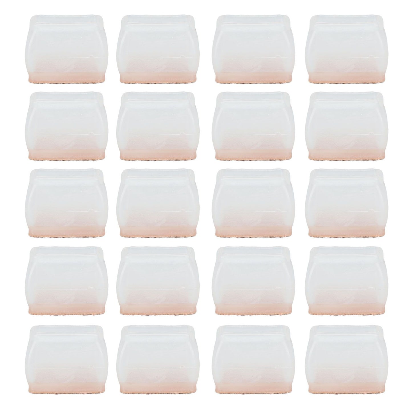 20Pcs Chair Leg Protector for Hardwood Floor Rubber Felt Furniture Pad Cover Non Scratches Noise Transparent Rectangle S
