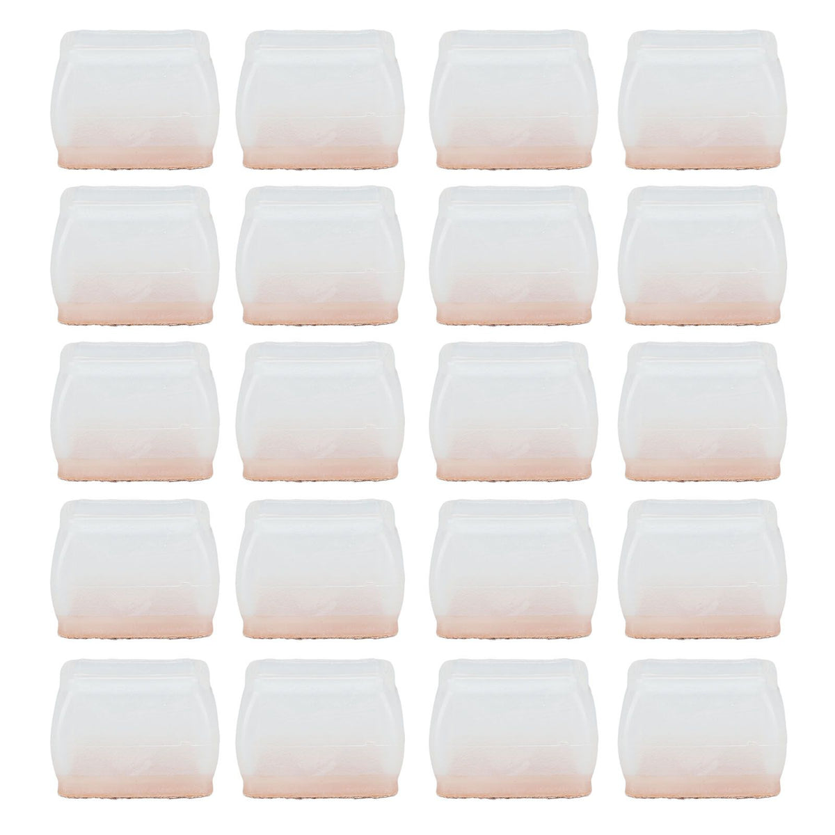 20Pcs Chair Leg Protector for Hardwood Floor Rubber Felt Furniture Pad Cover Non Scratches Noise Transparent Rectangle S