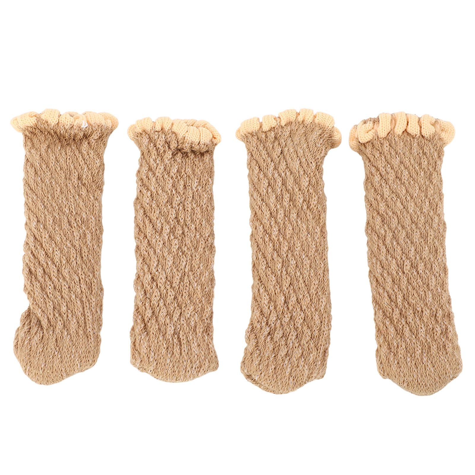 20Pcs Thickened Knitted Table Chair Leg Floor Protectors Covers Furniture Leg Socks for Hardwood Floors Elegant Log Color