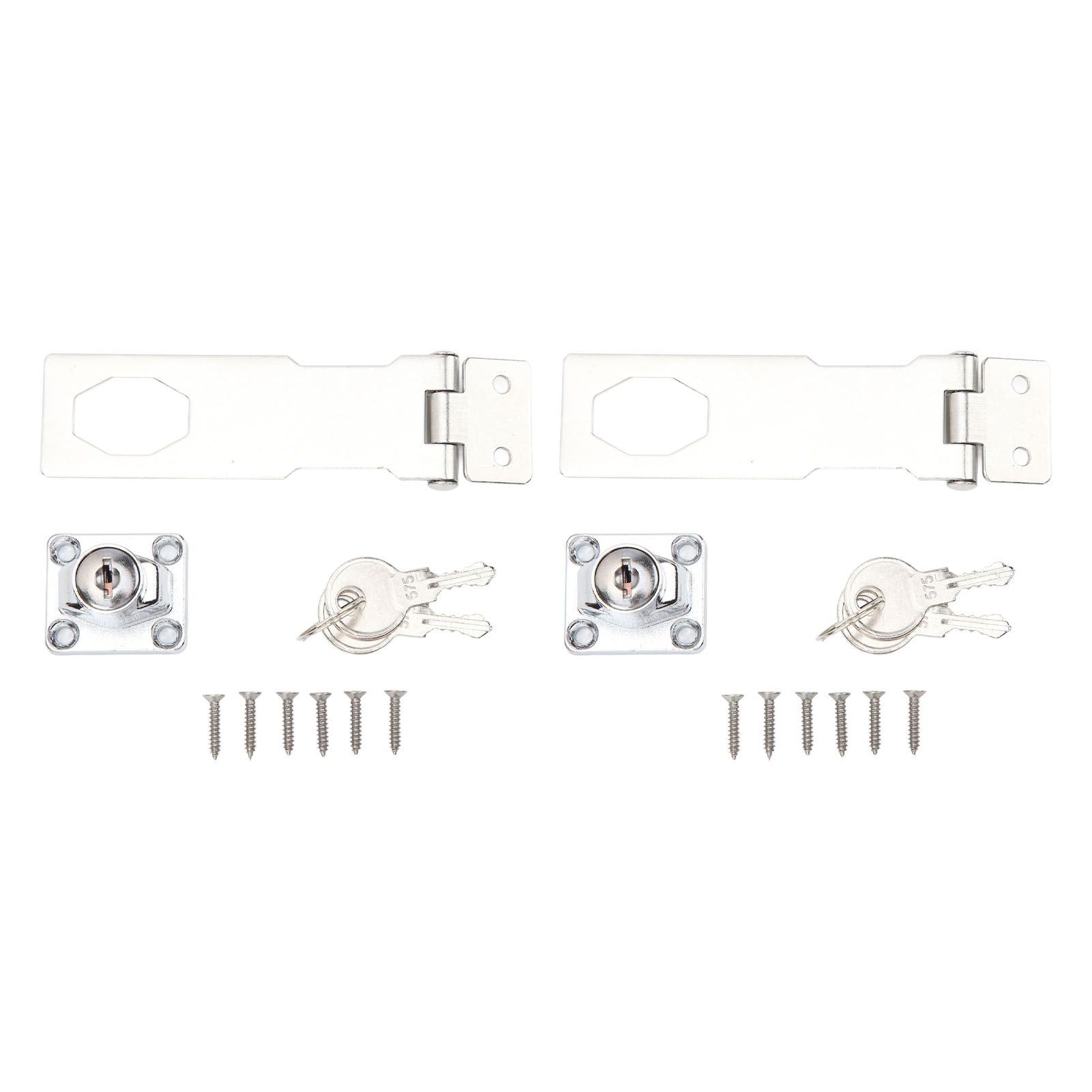 2PCS Keyed Hasp Locks 201 Stainless Steel Zinc Alloy Twist Knob Catch Latch Safety Lock for Cabinets Doors Silver
