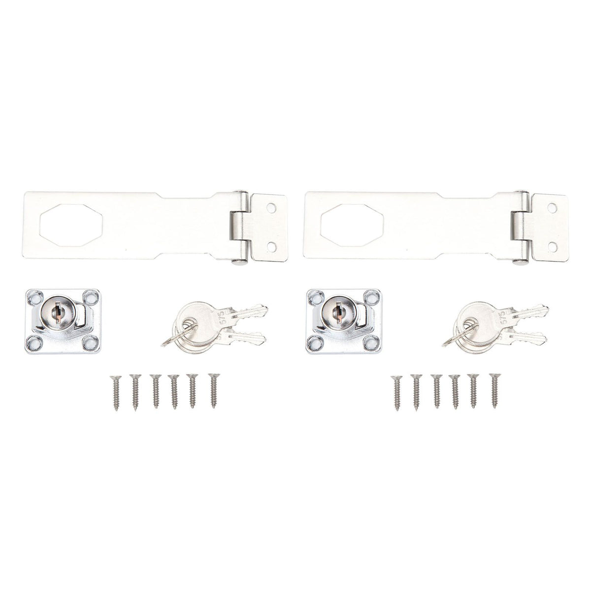 2PCS Keyed Hasp Locks 201 Stainless Steel Zinc Alloy Twist Knob Catch Latch Safety Lock for Cabinets Doors Silver