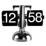 Digital Flip Down Clock Retro Minimalist Single Foot Mechanical Auto Flip Clock Desk Clock for Home Livingroom Black