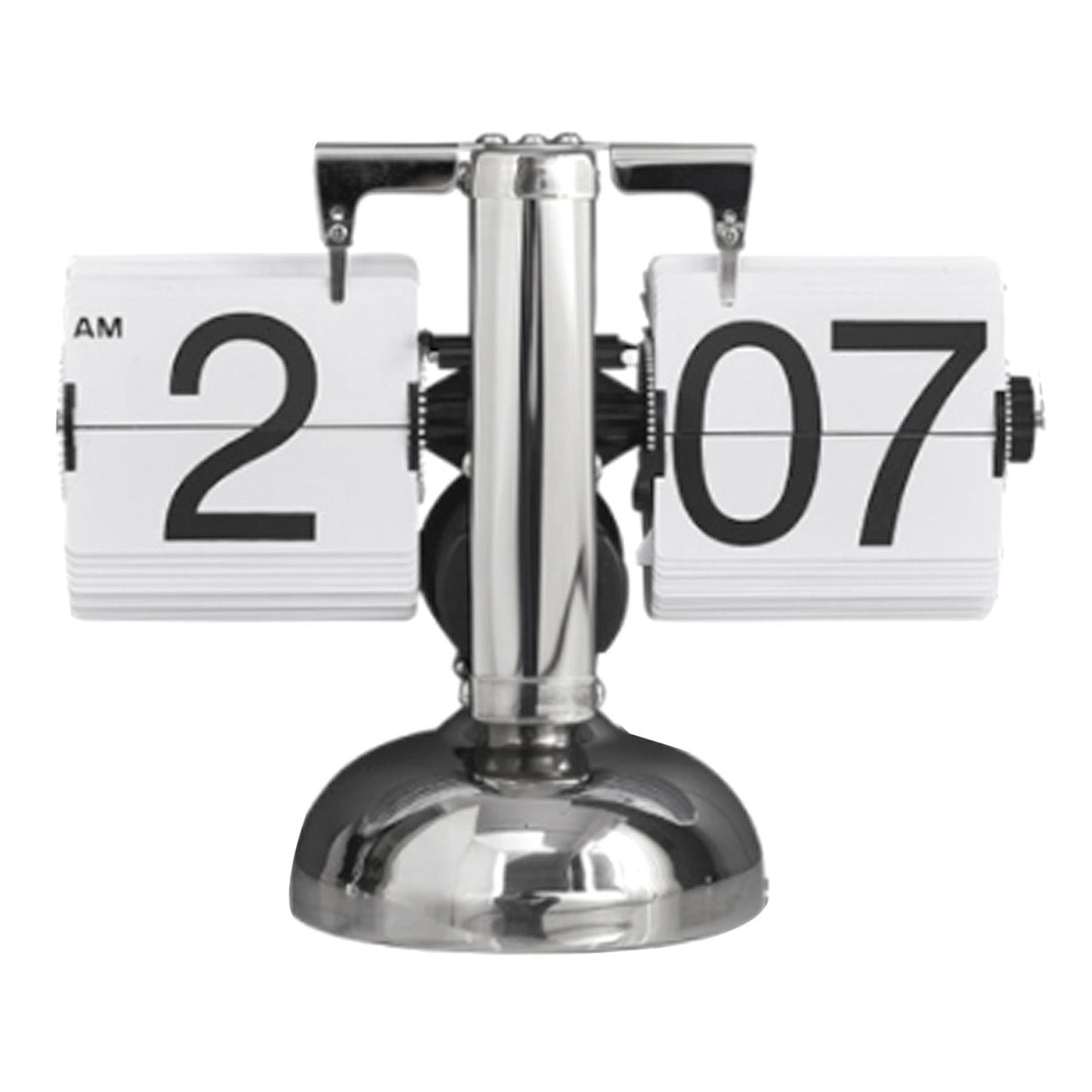 Digital Flip Down Clock Retro Minimalist Single Foot Mechanical Auto Flip Clock Desk Clock for Home Livingroom White