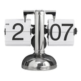 Digital Flip Down Clock Retro Minimalist Single Foot Mechanical Auto Flip Clock Desk Clock for Home Livingroom White