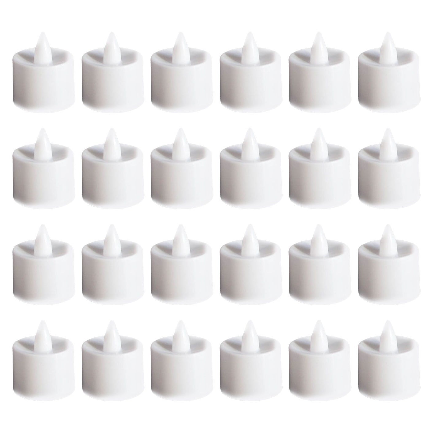 24pcs Flameless Tea Lights Candles Warm White Light Battery Operated LED Candles for Room Wedding Decor White