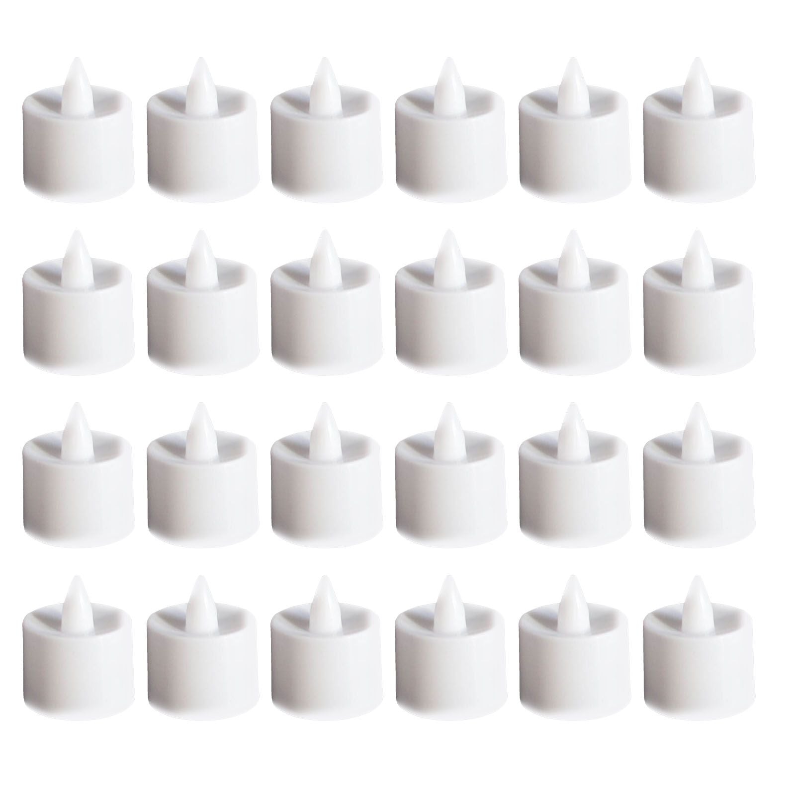 24pcs Flameless Tea Lights Candles Warm White Light Battery Operated LED Candles for Room Wedding Decor White