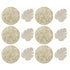 Placemats and Coasters Set Hollow Insulation 6 Pcs Round Dining Table Place Mats and 6 Pcs Leaf Shape Cup Coasters Gold