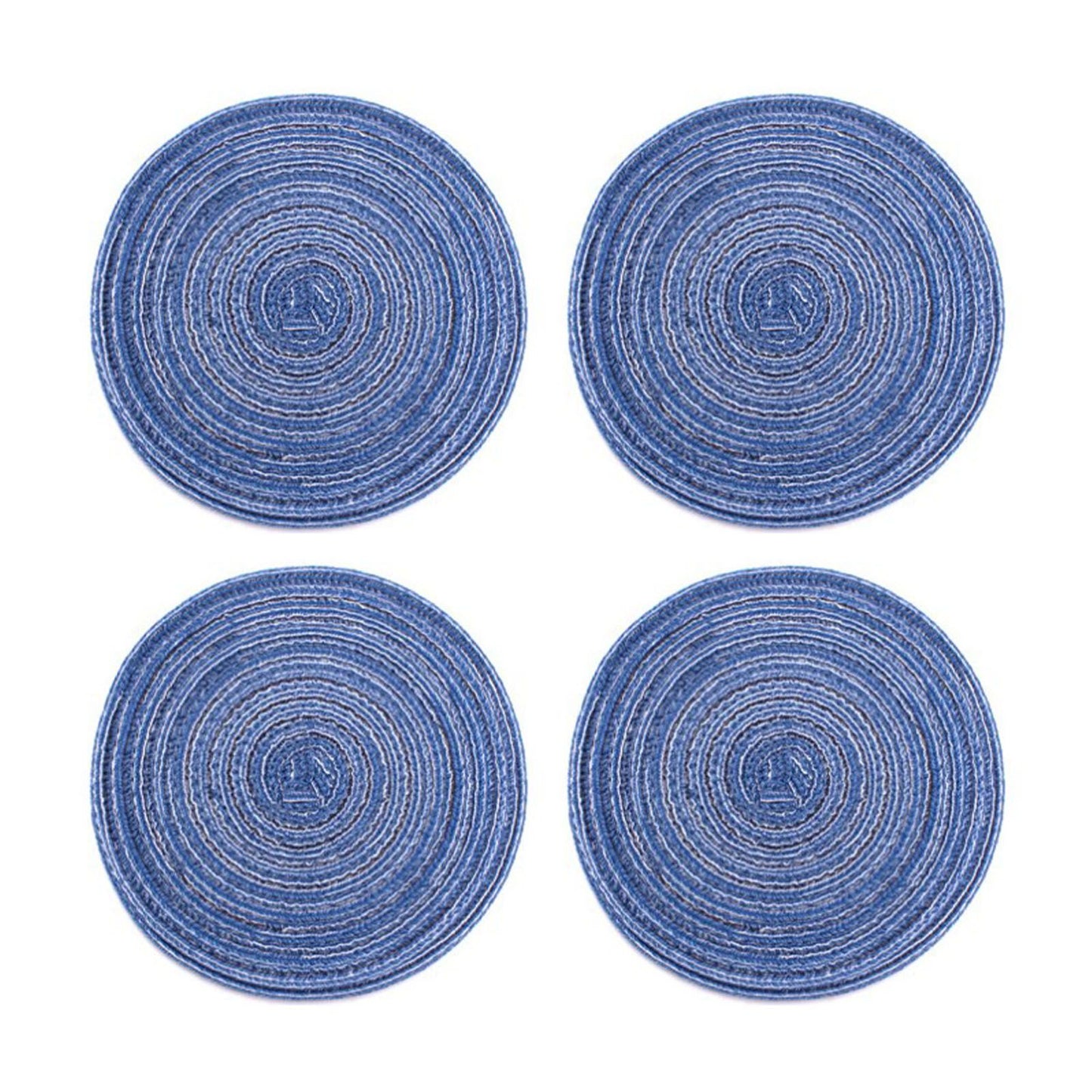 4Pcs Circular Cup Mat Braiding Heat Resistant Bowl Plate Mat Nordic Style Insulation Coaster Blue