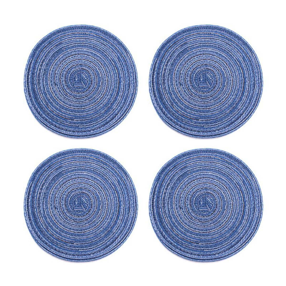 4Pcs Circular Cup Mat Braiding Heat Resistant Bowl Plate Mat Nordic Style Insulation Coaster Blue