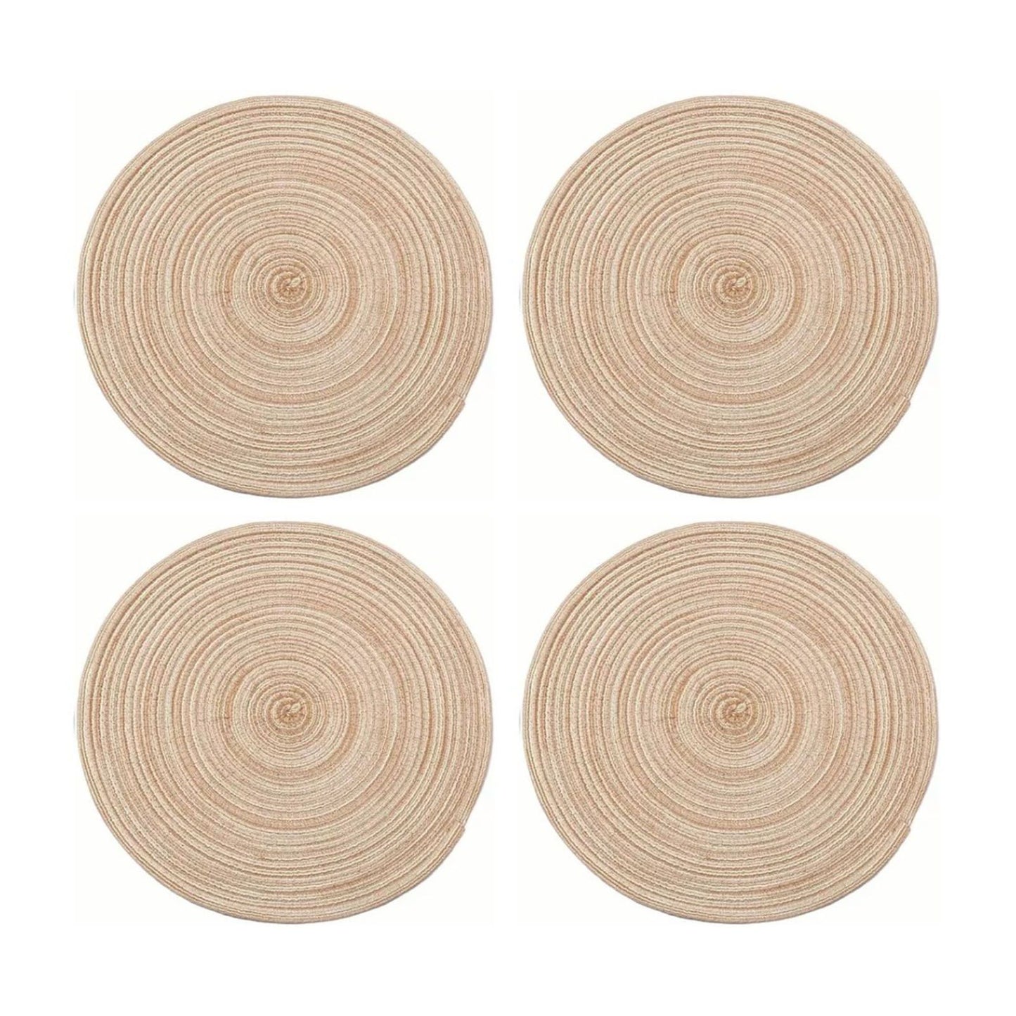 4Pcs Circular Cup Mat Braiding Heat Resistant Bowl Plate Mat Nordic Style Insulation Coaster Khaki