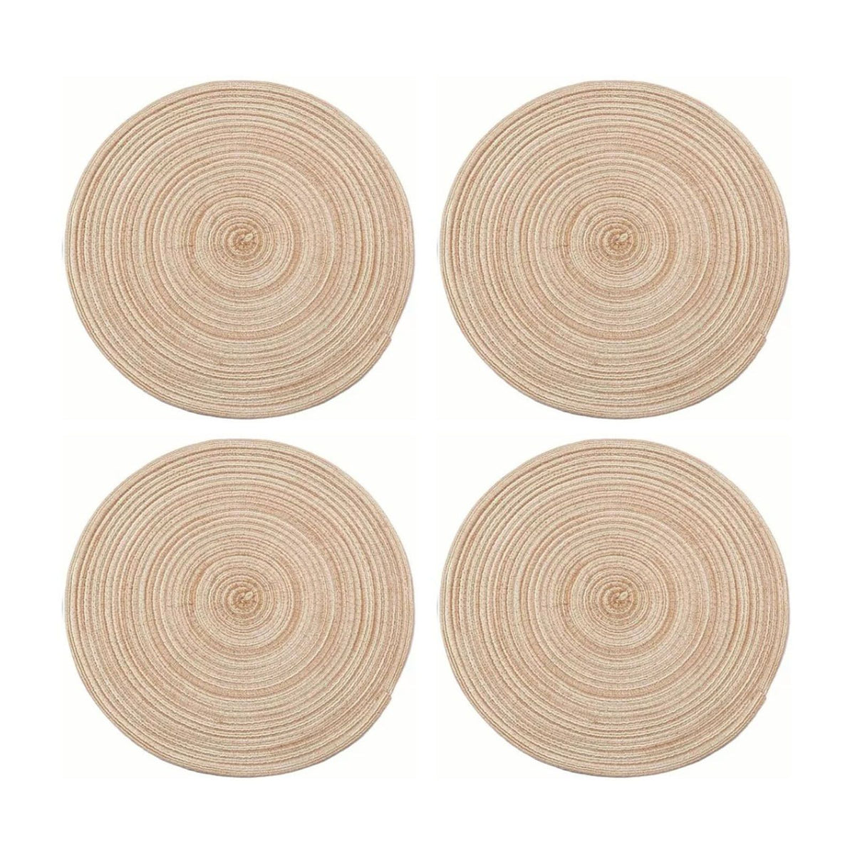 4Pcs Circular Cup Mat Braiding Heat Resistant Bowl Plate Mat Nordic Style Insulation Coaster Khaki