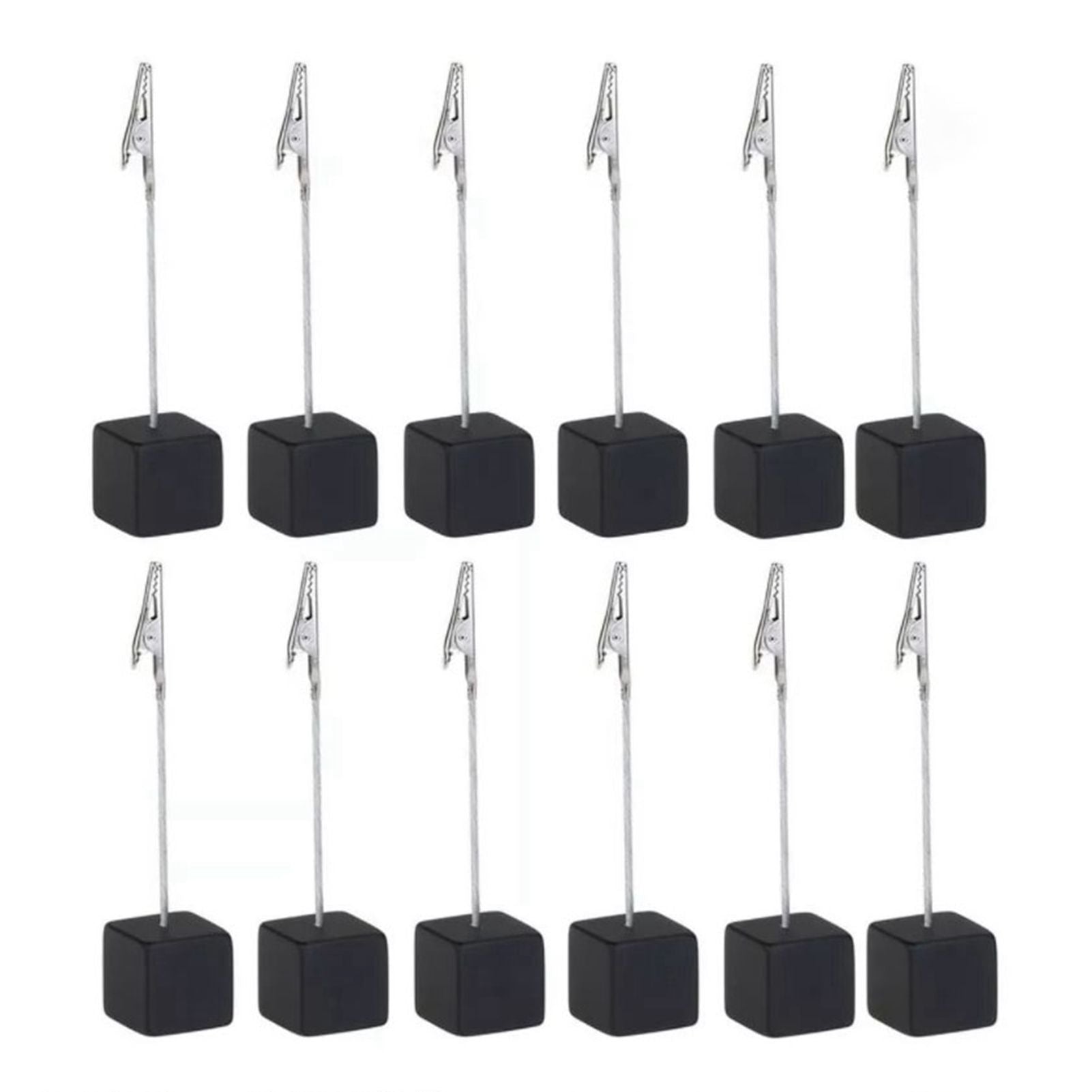 12PCS Card Holder Cube Pine Decorative Table Number Stand Memo Clip Holder for Bedside Decoration Black