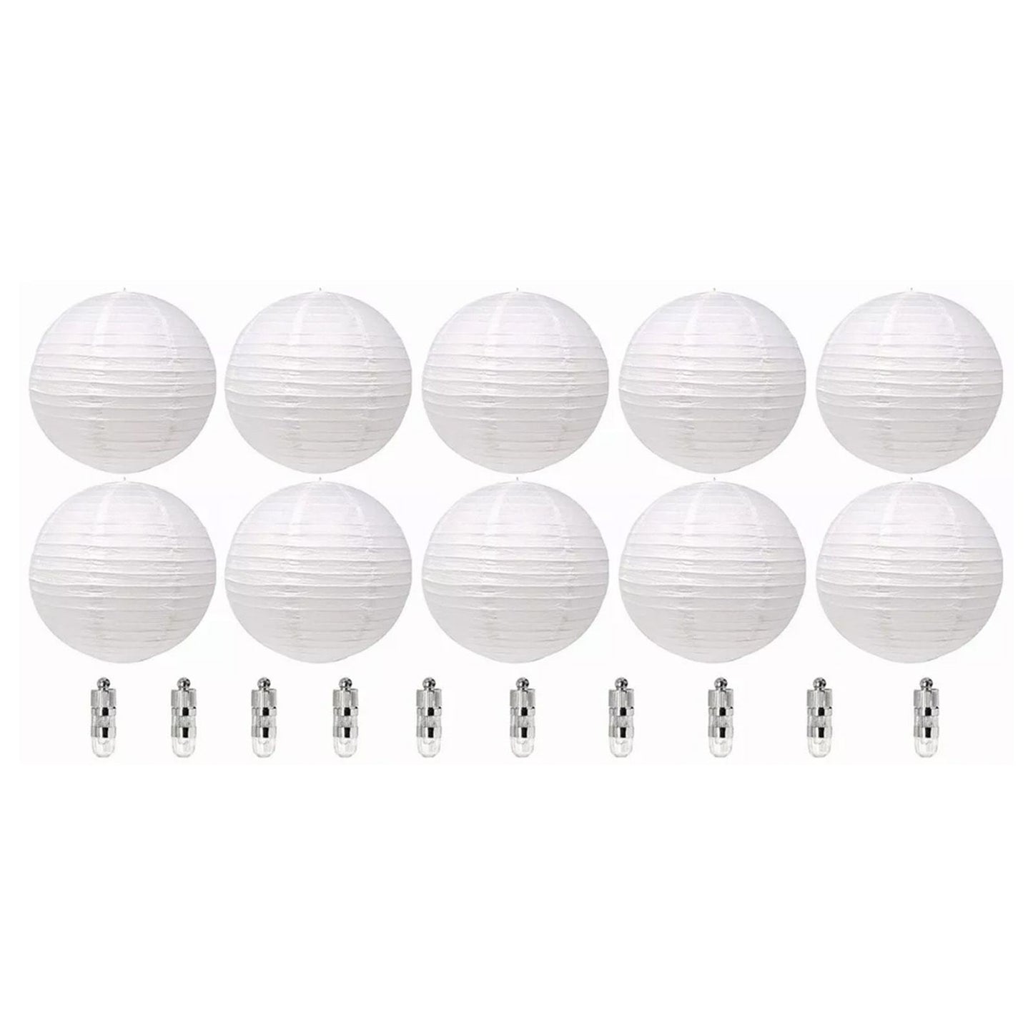 Chinese White Paper Lantern Decorative Round Paper Lanterns with 10 LED Lights for Wedding Party Christmas Party Decor