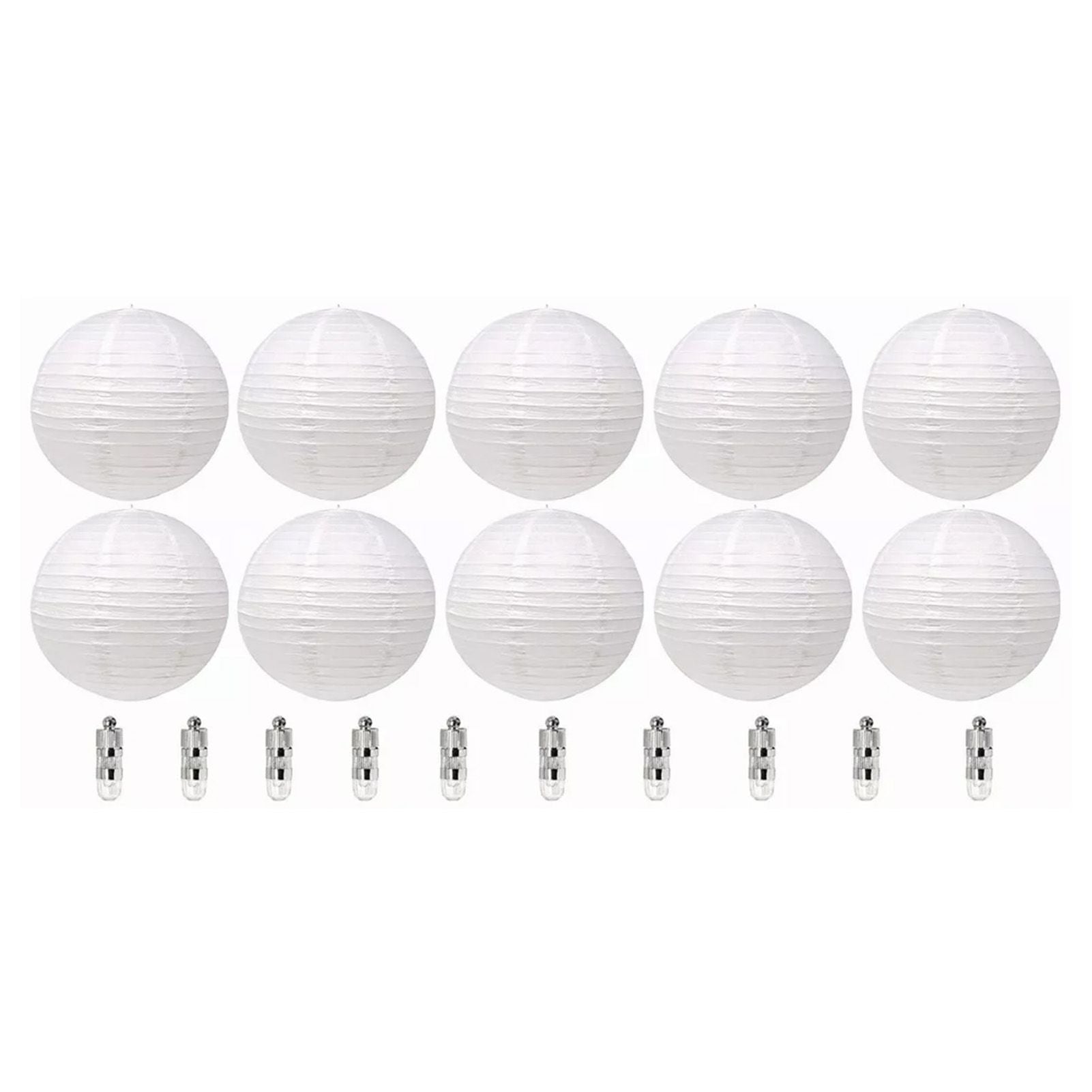 Chinese White Paper Lantern Decorative Round Paper Lanterns with 10 LED Lights for Wedding Party Christmas Party Decor