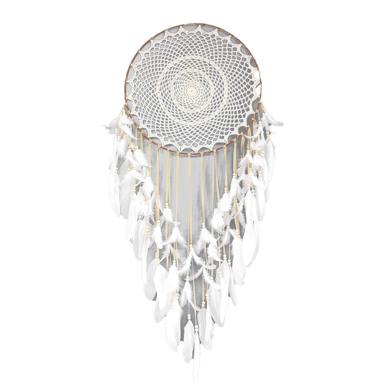Beige Feather Wind Chimes Vintage Decorative Beautiful Robust Hand Crafted Wind Chimes for Balcony Type A
