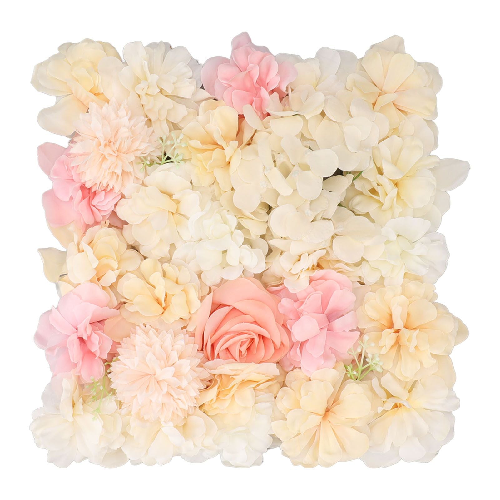 Artificial Flower Wall Panels Simulation Silk Rose Flower Wall Decor for Wedding Party Stage Background Backdrop 15x15in Yellow and Pink