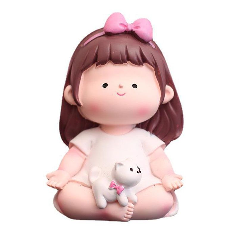 Yoga Girl Figurine Cartoon Lovely Cute Fashionable Decoration Yoga Pose Girl Ornament for Car Type C