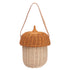 Kids Rattan Storage Basket Hand Woven Decorative Acorn Shaped Basket Bag for Boys Girls Photography Props Large Handbag