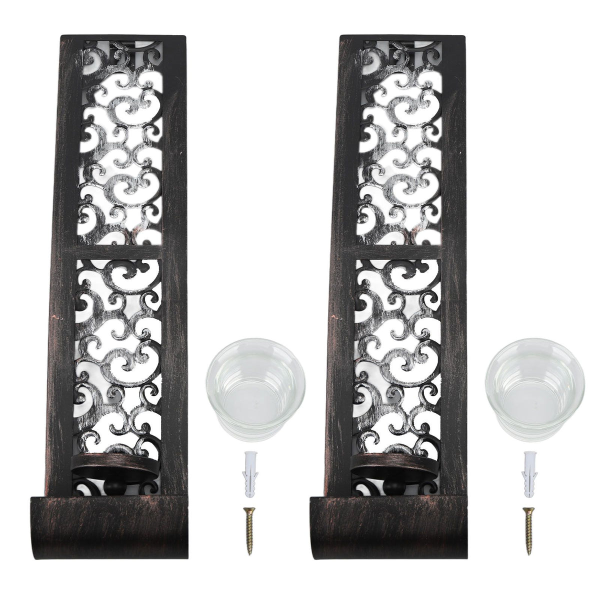 2pcs Wall Candle Holders Exquisite Iron Art Wall Candlestick Durable Antique Candle Scones Wall Decoration for Home Restaurant Office