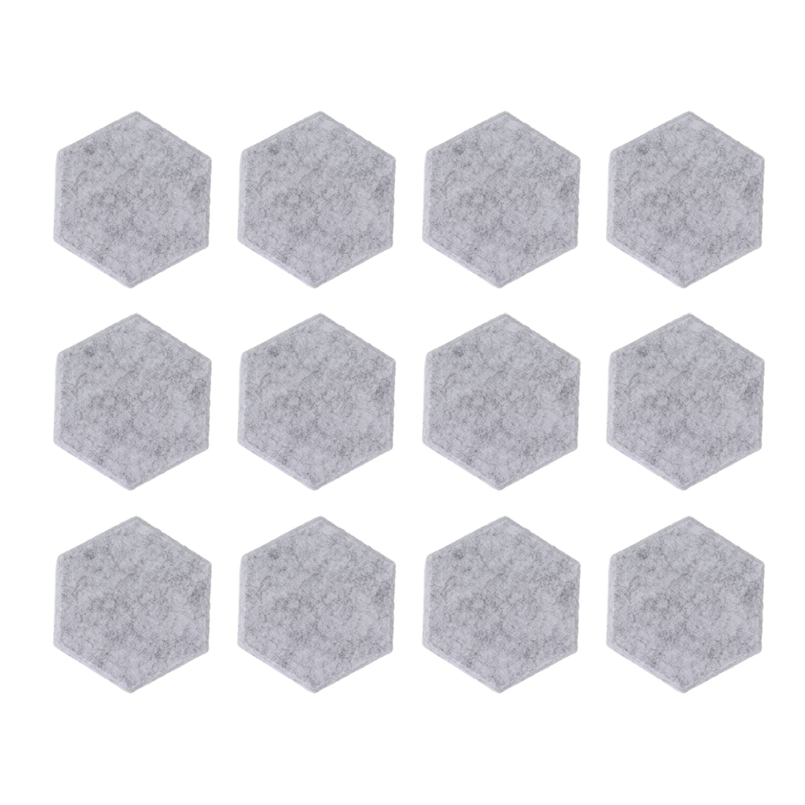 12PCS Hexagon Acoustic Panels High Density Sound Absorbing Panels Sound Proof Beveled Edge Wall Panels 14x12x7cm Light Gray