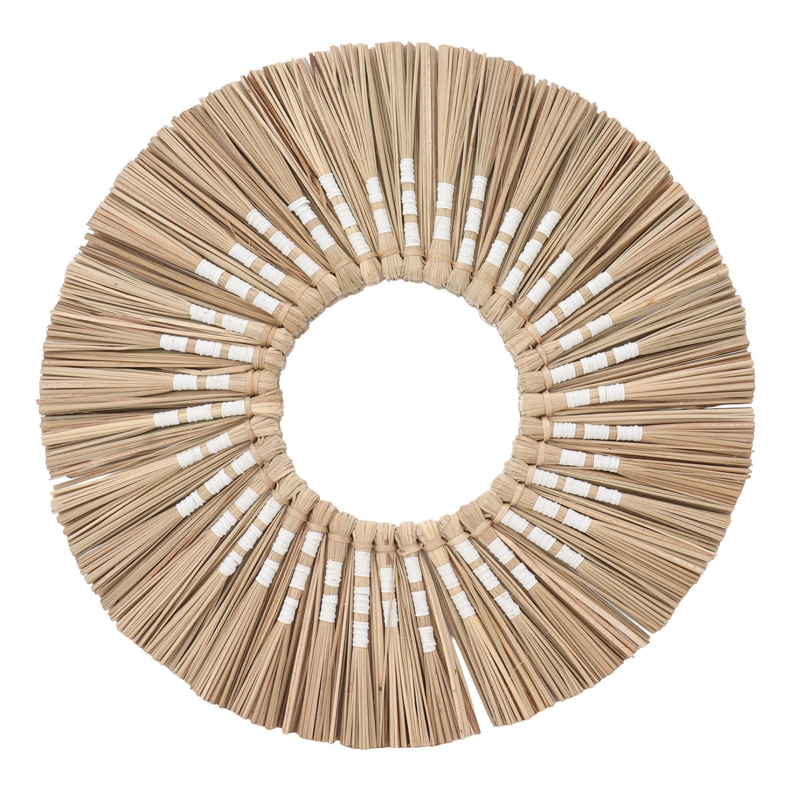 Seagrass Wall Mirror Hand Woven Decorative Round Seagrass Hanging Mirror for Entryway Bedroom Bathroom Original Color and White