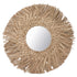 Straw Weaving Wall Mirror Retro Beautiful Woven Wall Hanging Mirror for Dorm Room Decoration Nature