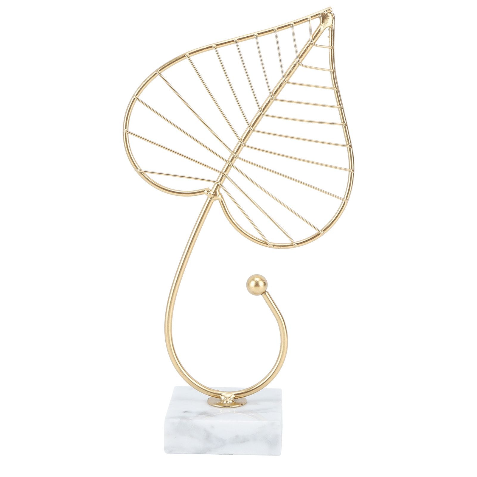 Leaf Sculpture Statue Light Luxury Marble Base Easy to Clean Home Decoration for Hallway