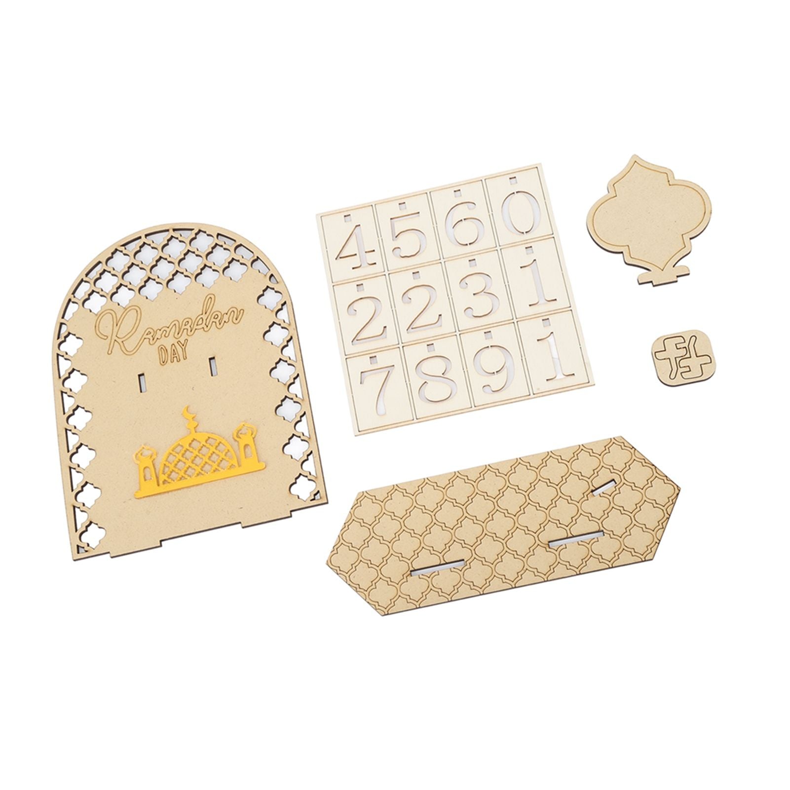 Ramadan Countdown Calendar Wooden Decorative Ornament DIY Eid Calendar for Home Party Holiday Type C