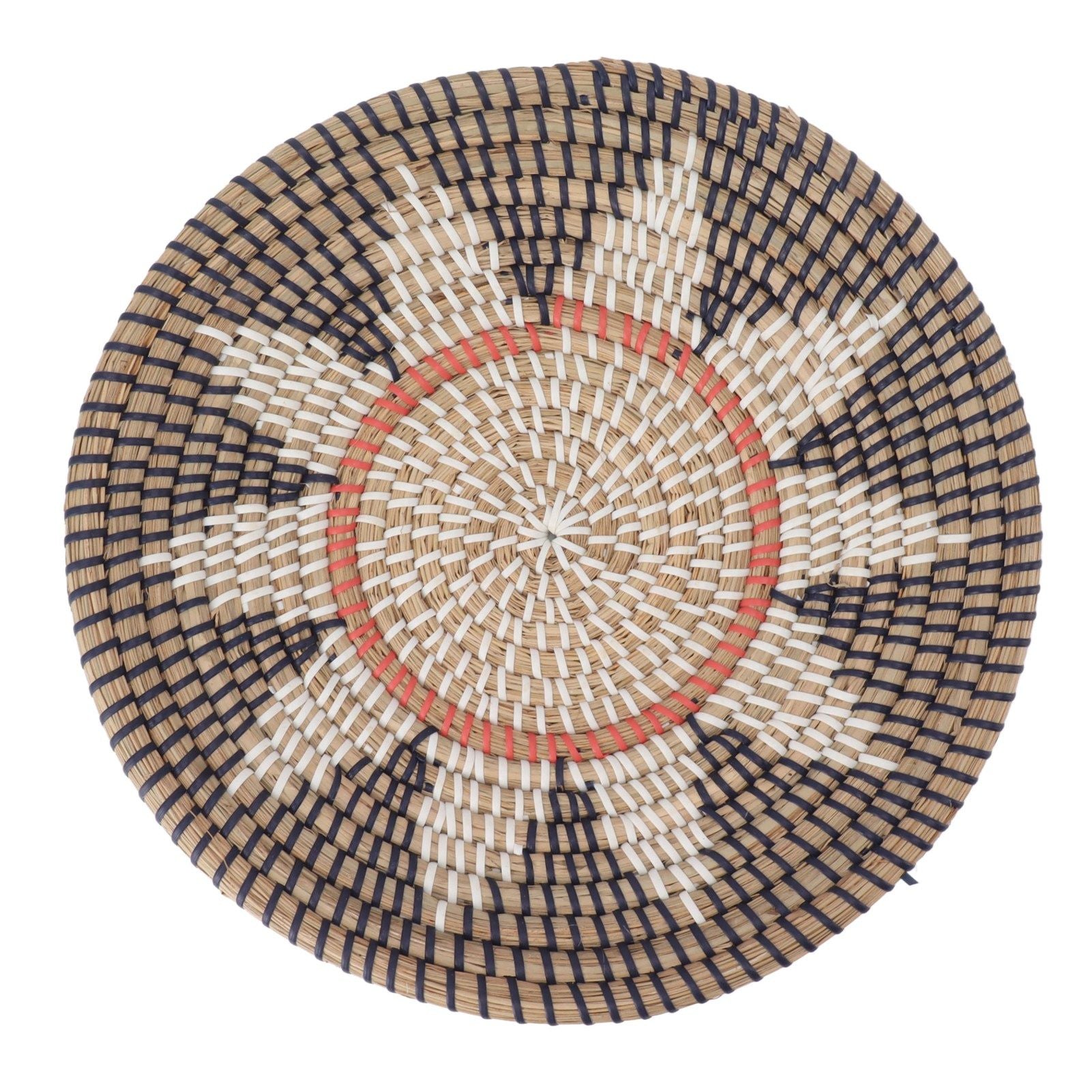 Round Grass Wall Ornaments 35cm Diameter Hand Knitting Hanging Woven Wall Baskets for Living Room Kitchen Style 2