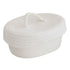 Desktop Storage Box with Lid Handmade Cotton Rope Storage Basket for Makeup Sundries Snack Needles Milky White
