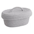 Desktop Storage Box with Lid Handmade Cotton Rope Storage Basket for Makeup Sundries Snack Needles Grey