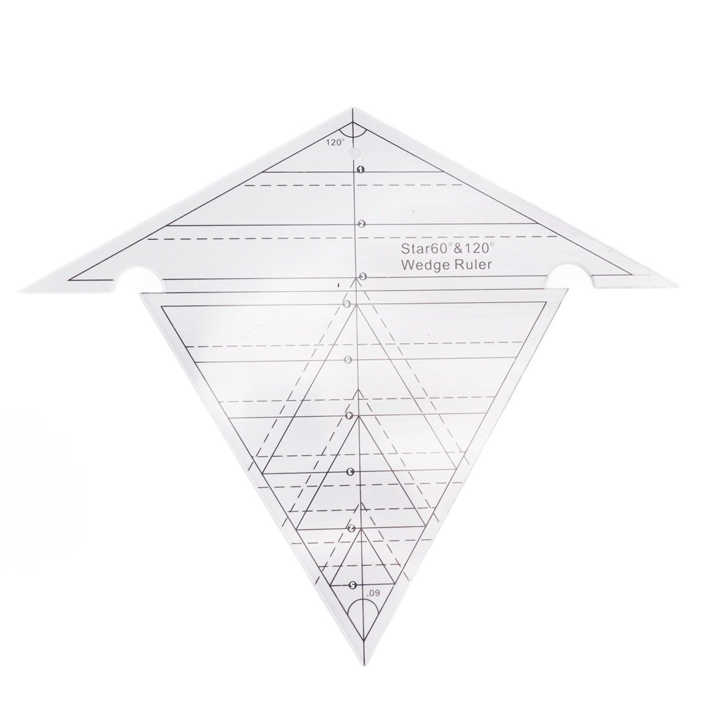 Sewing Wedge Ruler 60 Degree and 120 Degree Acrylic Transparent Precise Scale Reusable Quilting Ruler for DIY Design
