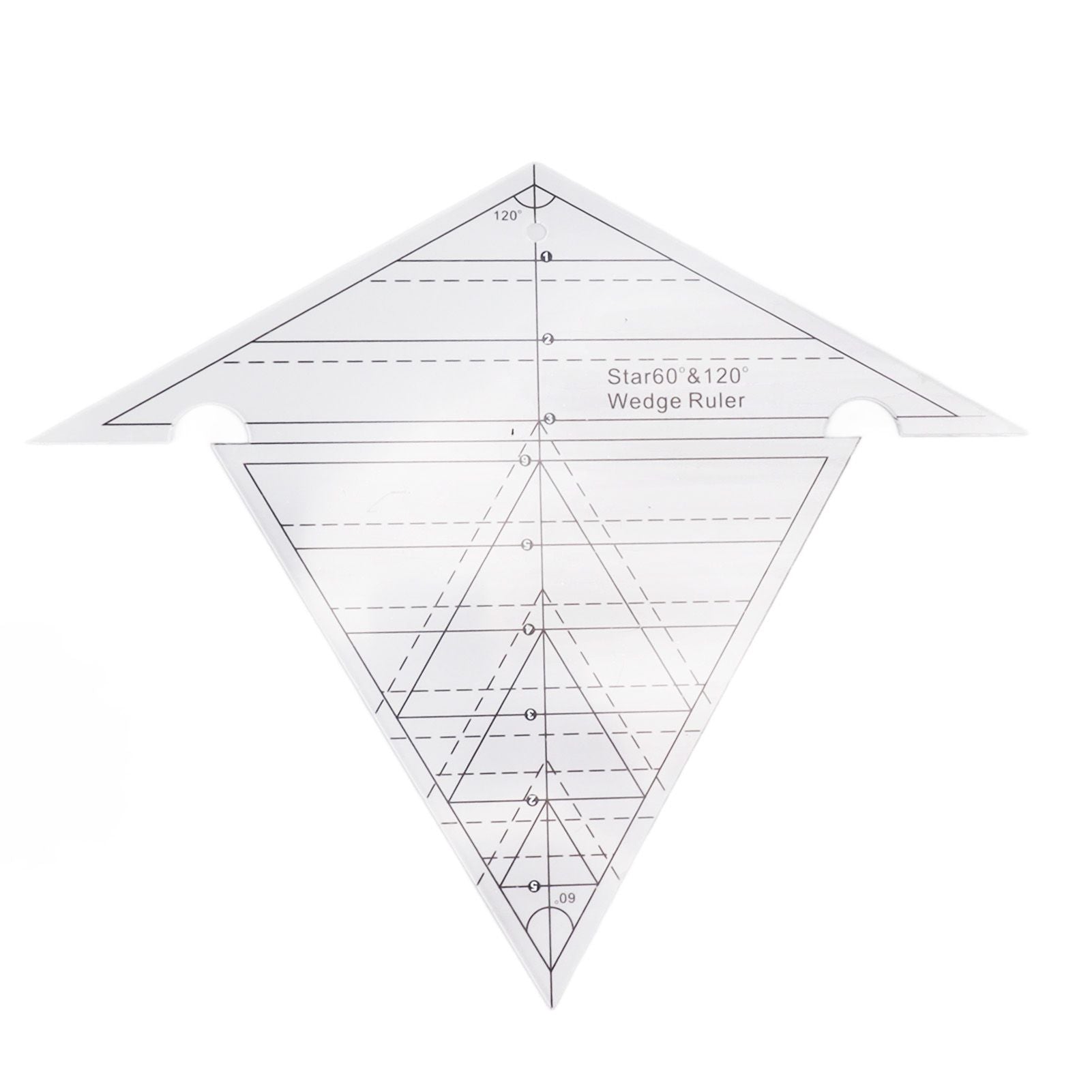 Sewing Wedge Ruler 60 Degree and 120 Degree Acrylic Transparent Precise Scale Reusable Quilting Ruler for DIY Design