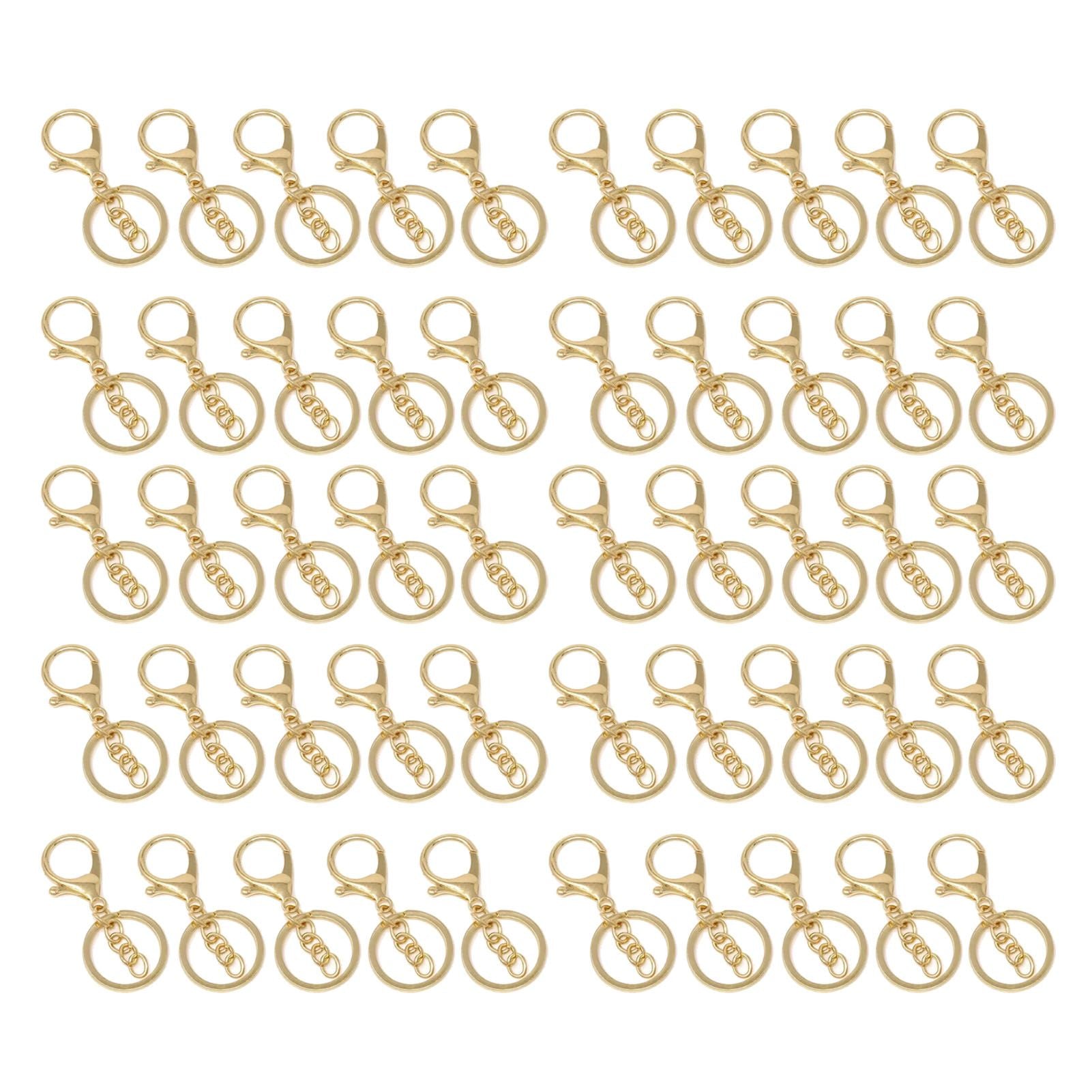 50PCS Key Chain Ring Alloy Golden Polished DIY Handcraft Metal Key Rings with Chain for Travel