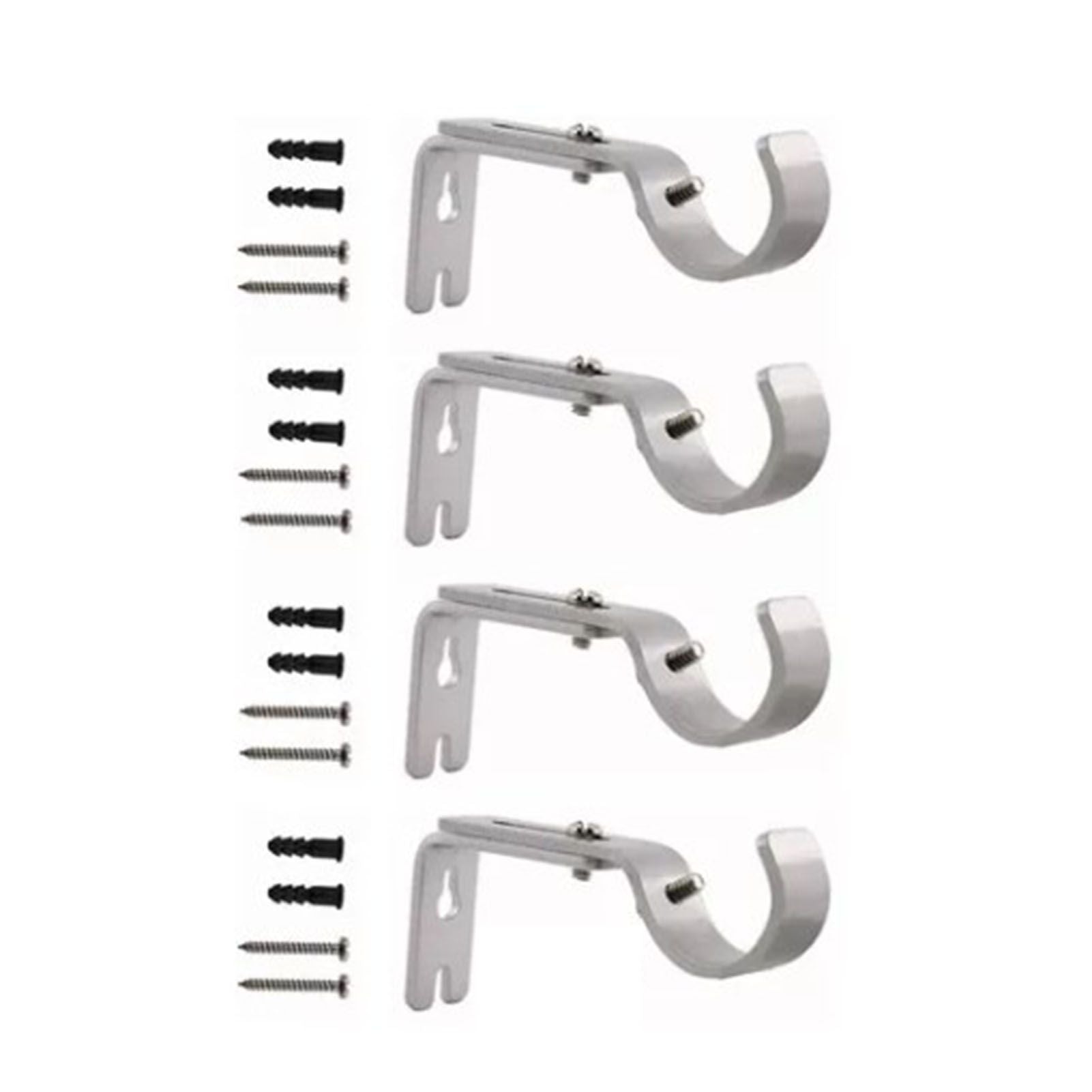 4PCS Curtain Rod Bracket Adjustable Heavy Duty Curtain Rod Wall Bracket Hooks with Installation Screws