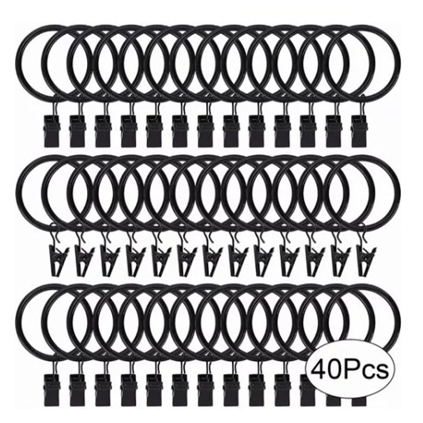 40 Pcs 38mm Clip On Curtain Rings Heavy Duty Strong Hanging Drapery Drapes Clip for Hotels Restaurants Bars