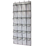 Over The Door Shoe Organizer Hanging Storage Bag Shoe Storage Door Hanger with 24 Mesh Pockets