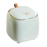 Push Type Desktop Trash Bin with Lid Fashionable Double Layer Large Opening Garbage Container for Living Room Light Green