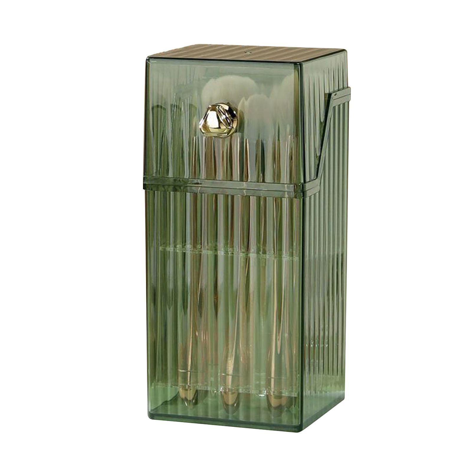 Cosmetic Brush Storage Box Luxurious Makeup Organizer Light Luxury Makeup Storage Box Desktop Eyebrow Pencil Powder Blusher Holder Green Free Size