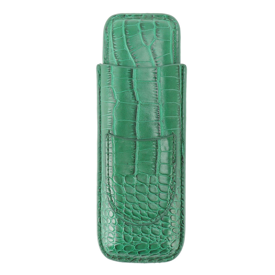 Cigar Case Holder Soft Leather Portable Wear Resistant Vintage Cigar Humidor for Birthday Green