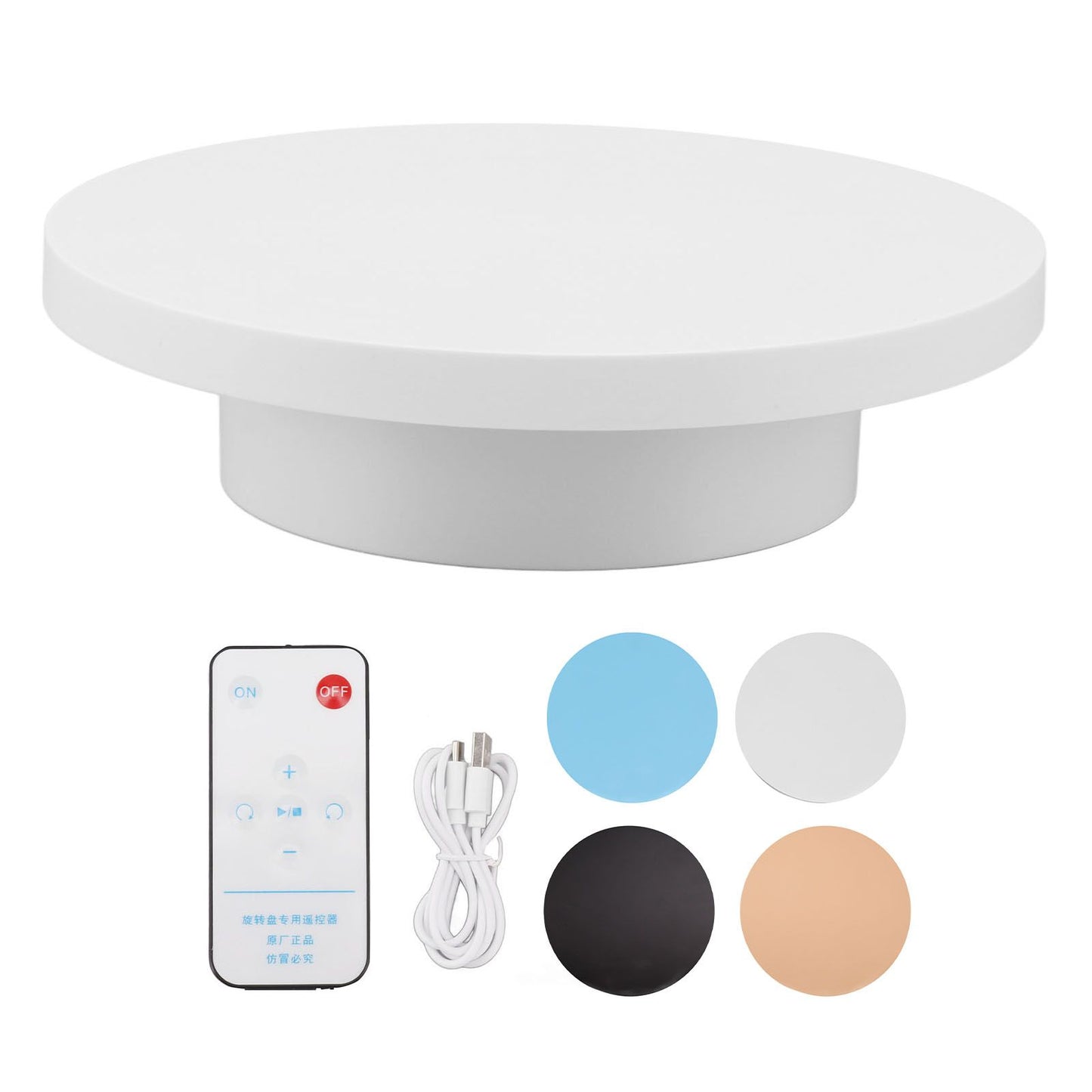 Rotating Display Stand White Plug in Remote Control Load Bearing 3kg Automatic Rotating Stand for Products Diameter 20cm / 7.9in