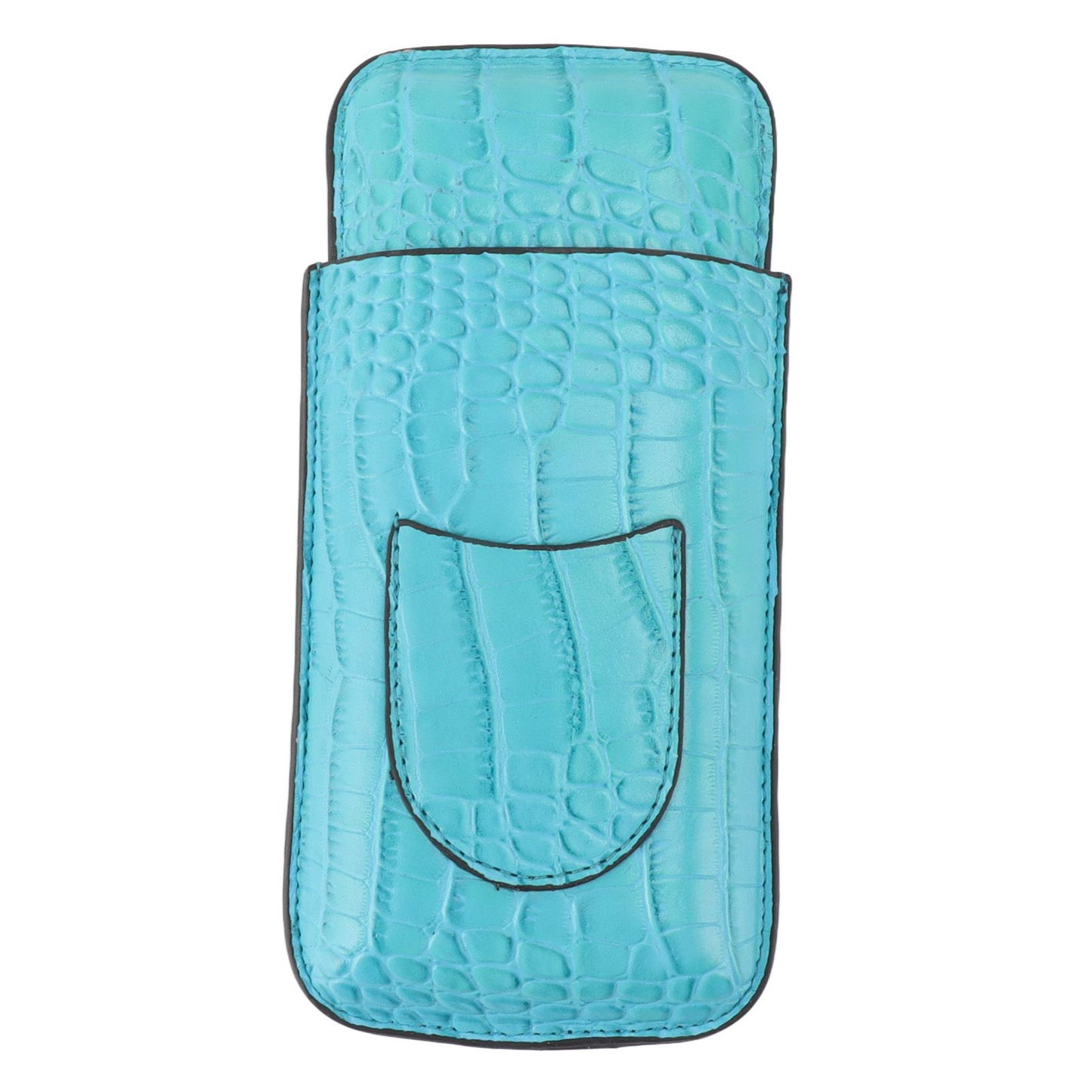3 Finger Cigar Holder Frosted Finish Portable 3 Finger Leather Cigar Case for Travelling Hiking Light Blue