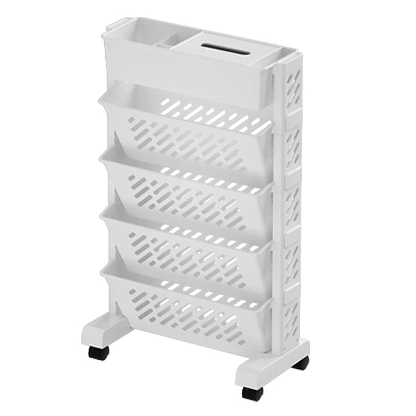Movable Bookshelf Large Capacity Rotatable Removable Plastic Practical Rolling Organization Shelf 5 Layer