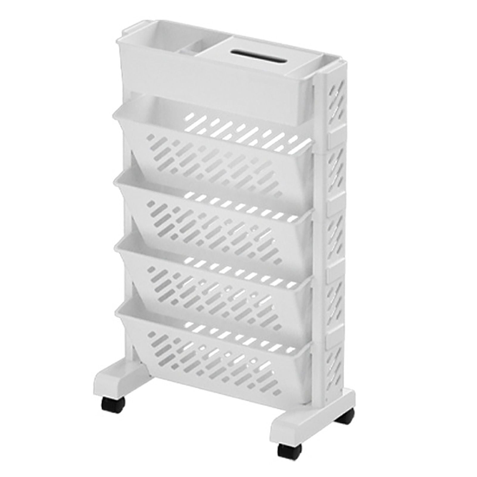 Movable Bookshelf Large Capacity Rotatable Removable Plastic Practical Rolling Organization Shelf 5 Layer