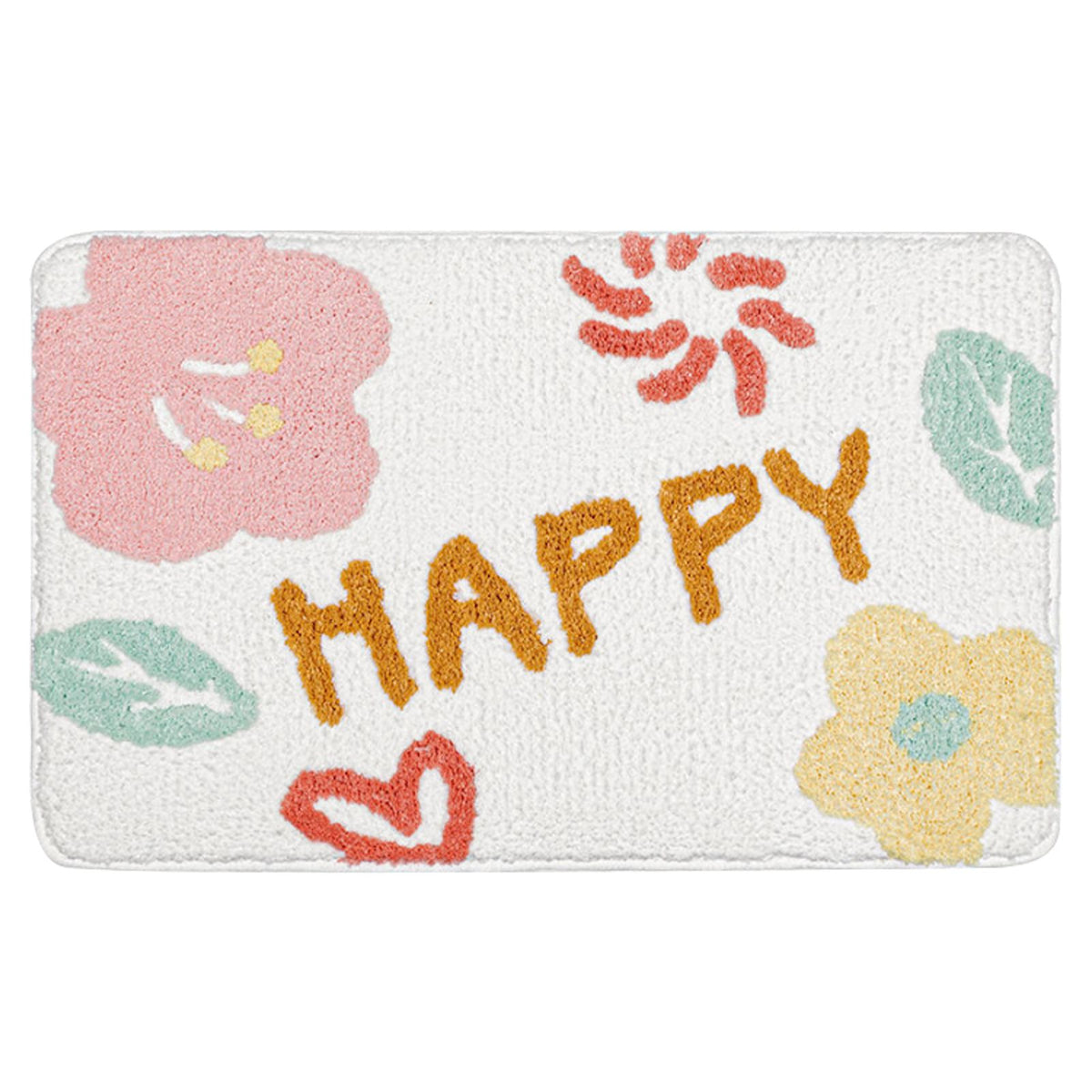 Bath Mat Cute Cartoon Soft Slip Resistance Highly Absorbent Bath Rug for Bathroom Bedroom Kitchen White