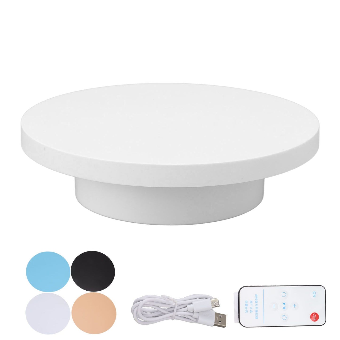 Electric Turntable 360 Degree Rotating Product Photography Display Rechargeable Remote Control 3kg Bearing White 15cm Diameter