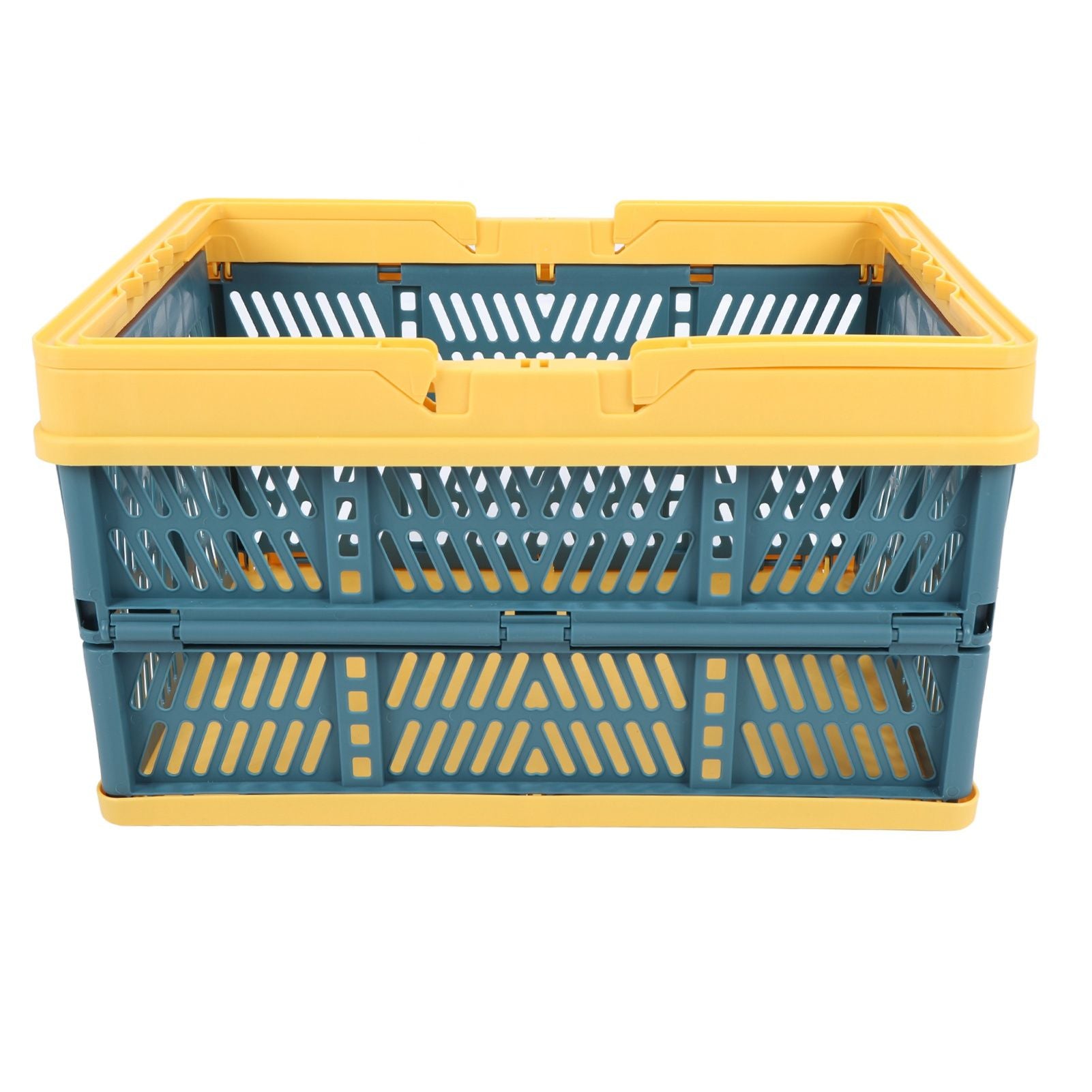 Collapsible Baskets with Handles PP Waterproof Collapsible Storage Crates for Home Kitchen Bedroom Office Yellow Green Large Size