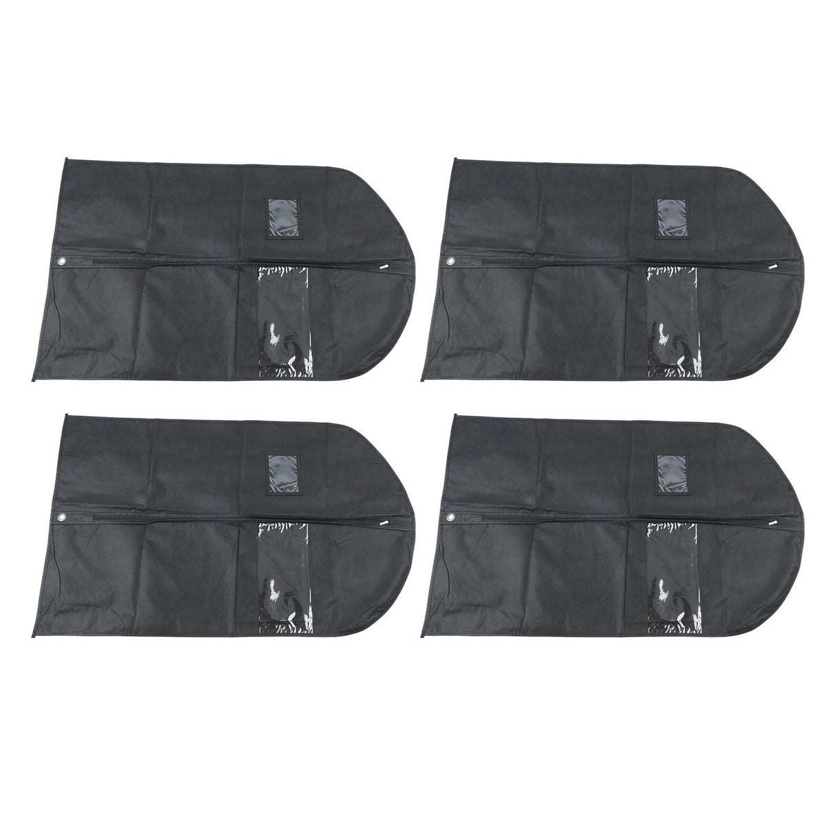 4pcs Garment Bags Waterproof Dustproof Thickened Suit Bag with Transparent Window for Storage Travel Black 100x60cm/39.4x23.6in
